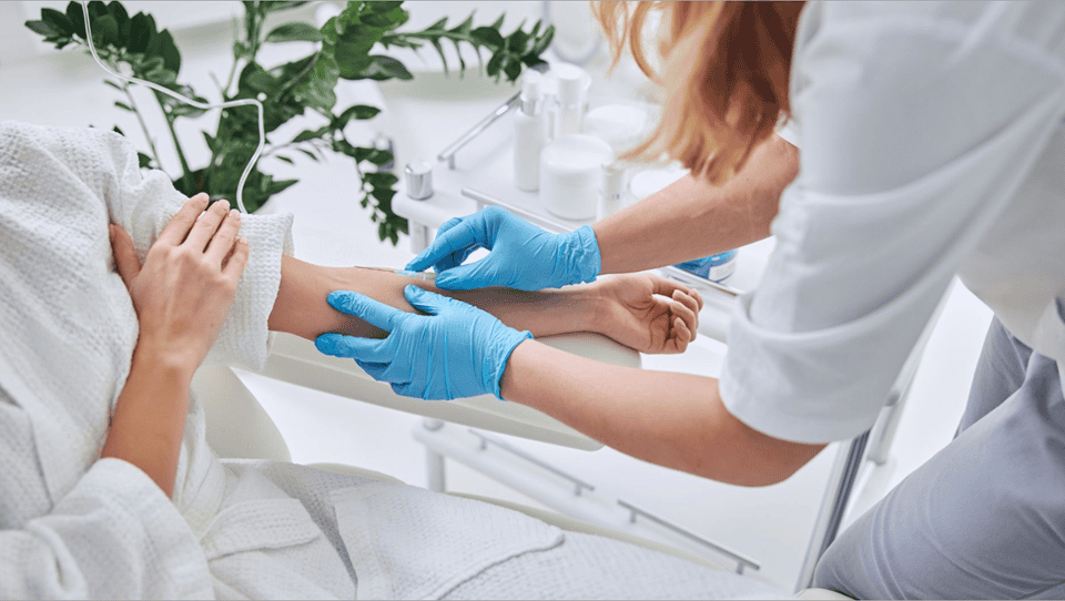 patient receiving IV therapy