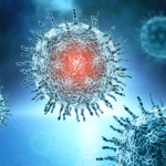Advanced immunotherapy illustration showing cellular immune system regulation for allergies and autoimmune disorder treatment.